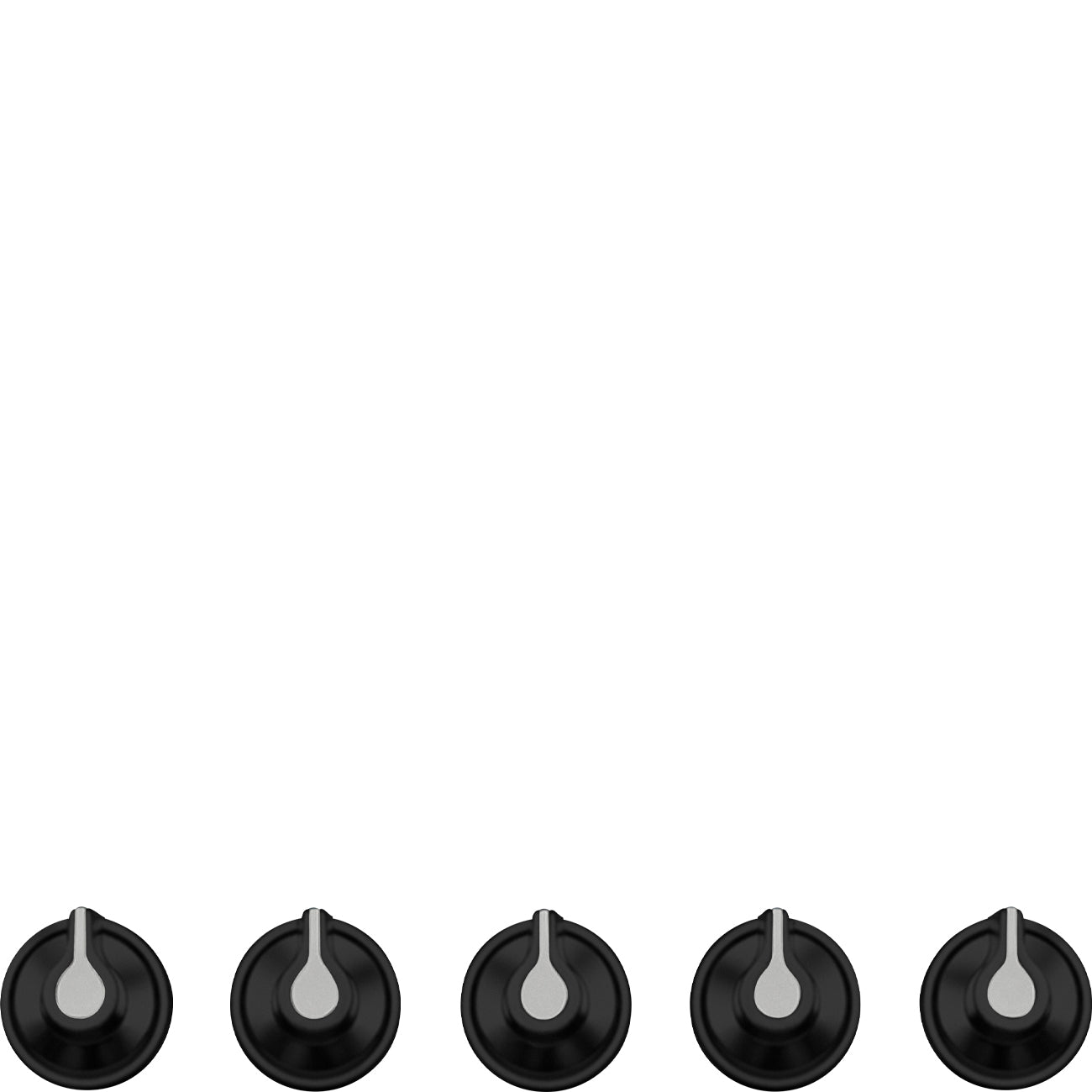 Set of 5 Pure Black Linea controls for use with Gas on Glass hobs - Image 15